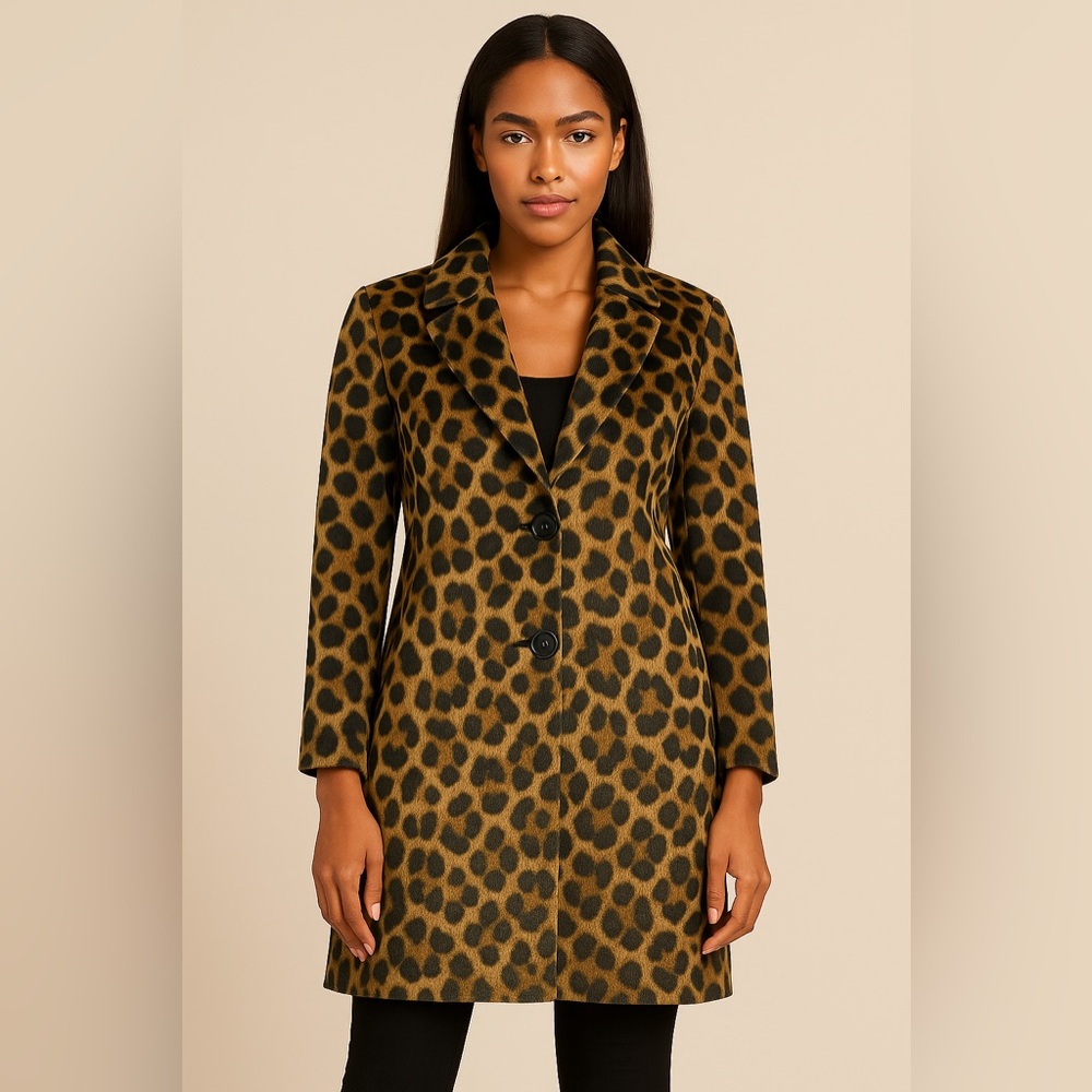 Bebe Leopard Print Three-Quarter Blazer/Jacket/Coat. Cover shot not actual coat